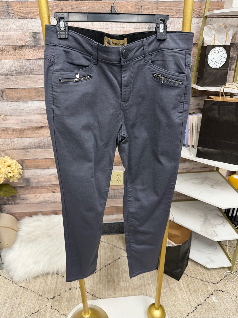 Democracy Grey Zipper Pockets Pants 10